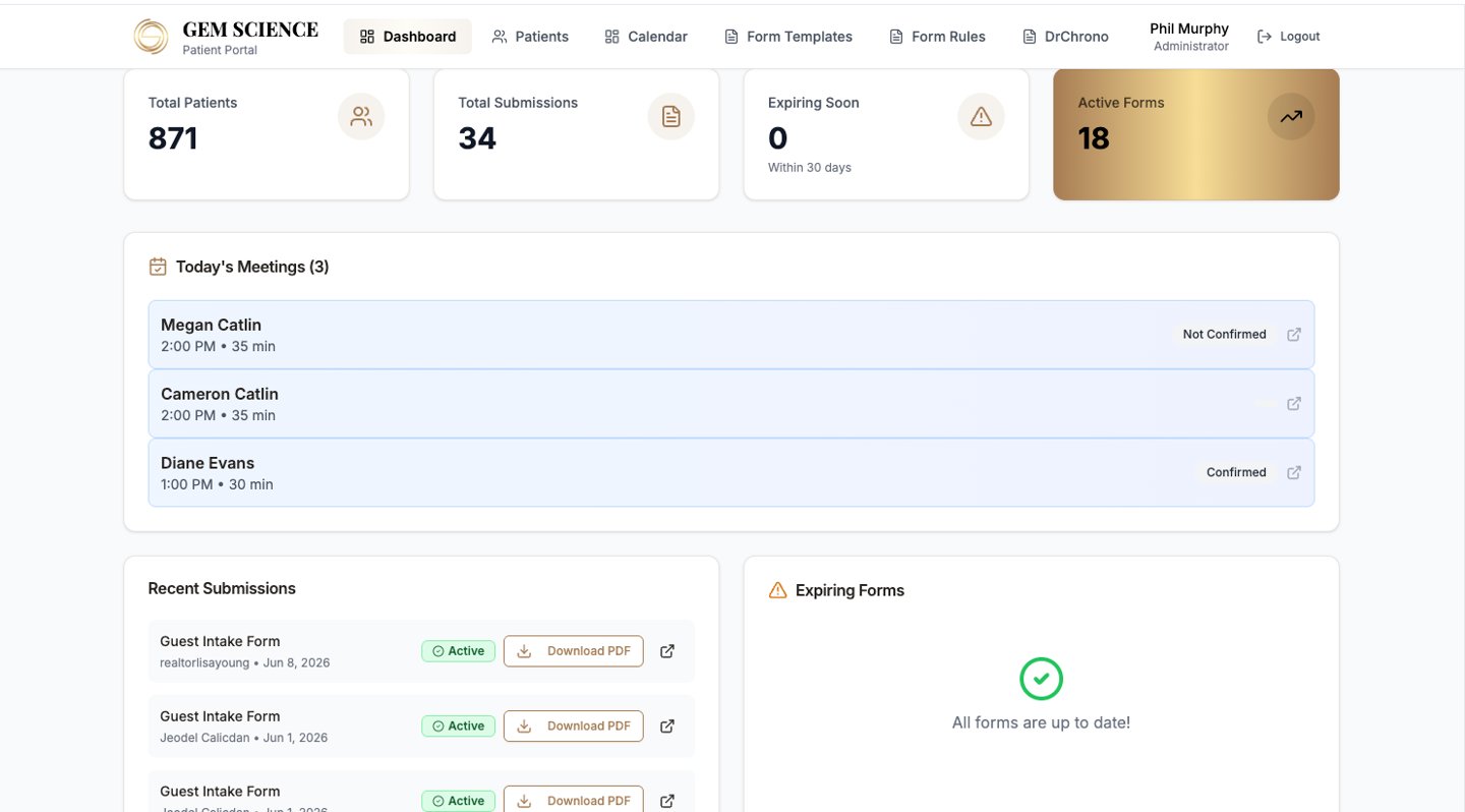 GEM SCIENCE Patient Portal